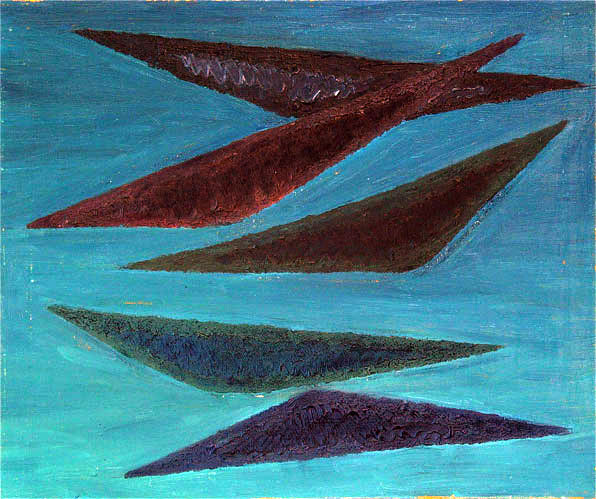 "Flight II" birds painting by Dumitru Verdianu