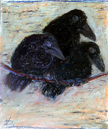 birds graphics for sale "Three Ravens" - by Dumitru Verdianu