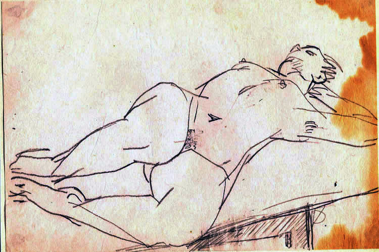 drawing for sale "Lying Nude" by Dumitru Verdianu