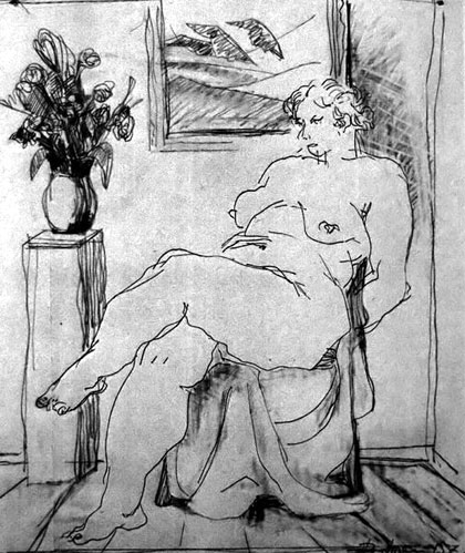 drawing for sale "Nude in Interiours" by Dumitru Verdianu