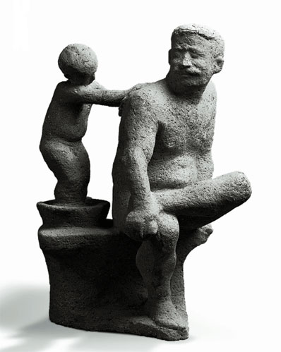 "Father and Son" - figurative sculpture for sale  by Dumitru Verdianu