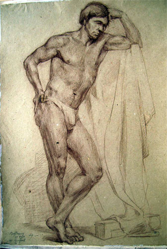 drawing for sale - "Male Nude" by Dumitru Verdianu